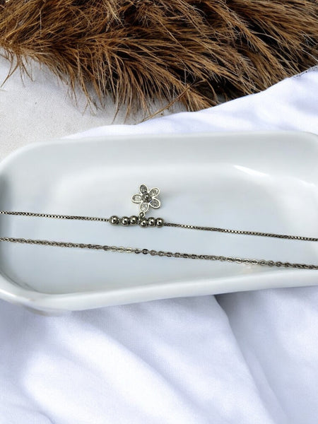 Silver Anti Tarnish Layered Charm Bracelet