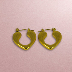 Small Anti Tarnish Heart Clip-on Hoops - Gold