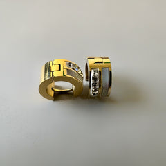 Small Clip-On Studded Anti Tarnish Earrings - Gold