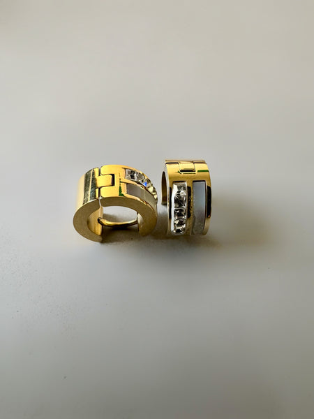 Small Clip-On Studded Anti Tarnish Earrings - Gold