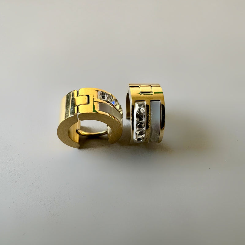 Small Clip-On Studded Anti Tarnish Earrings - Gold
