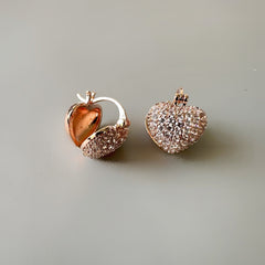 Small Clip-on Hearts Anti Tarnish Earrings - Rose gold