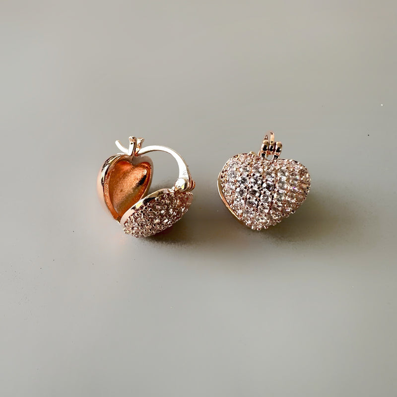 Small Clip-on Hearts Anti Tarnish Earrings - Rose gold