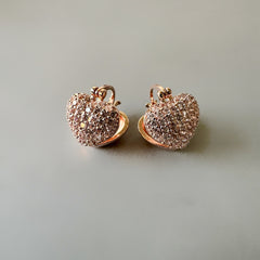 Small Clip-on Hearts Anti Tarnish Earrings - Rose gold