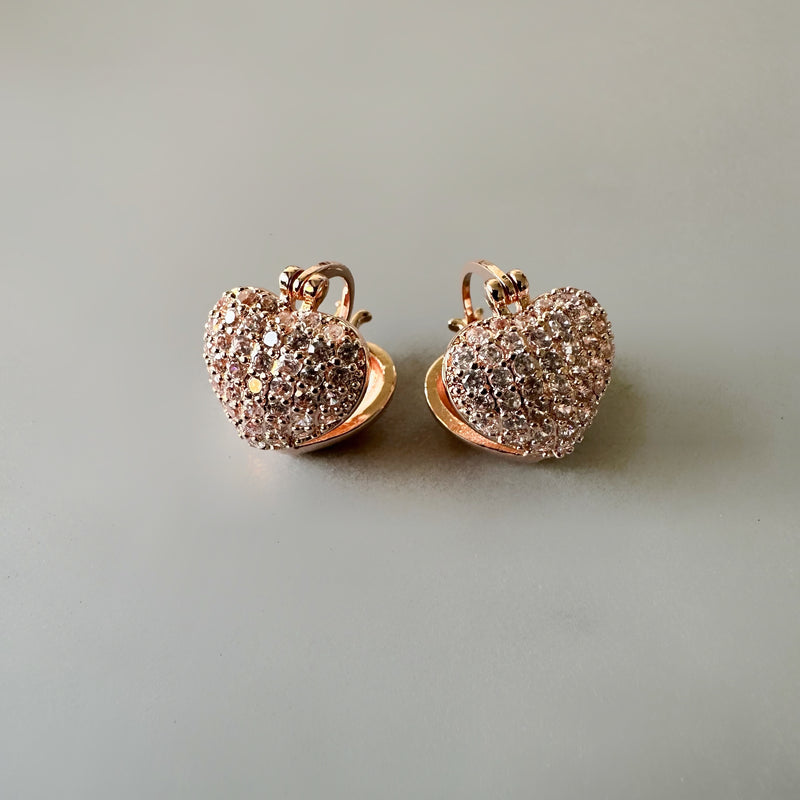 Small Clip-on Hearts Anti Tarnish Earrings - Rose gold