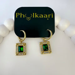 Green Stone Danglers Earrings