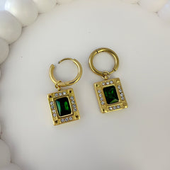 Green Stone Danglers Earrings