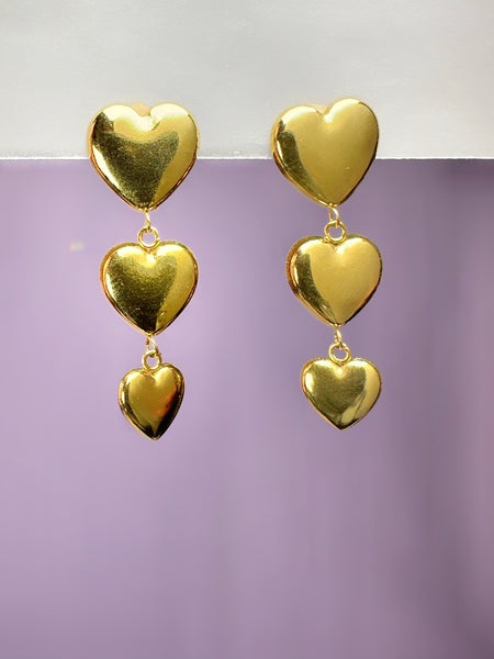 Heart Dangling Anti Tarnish Earrings