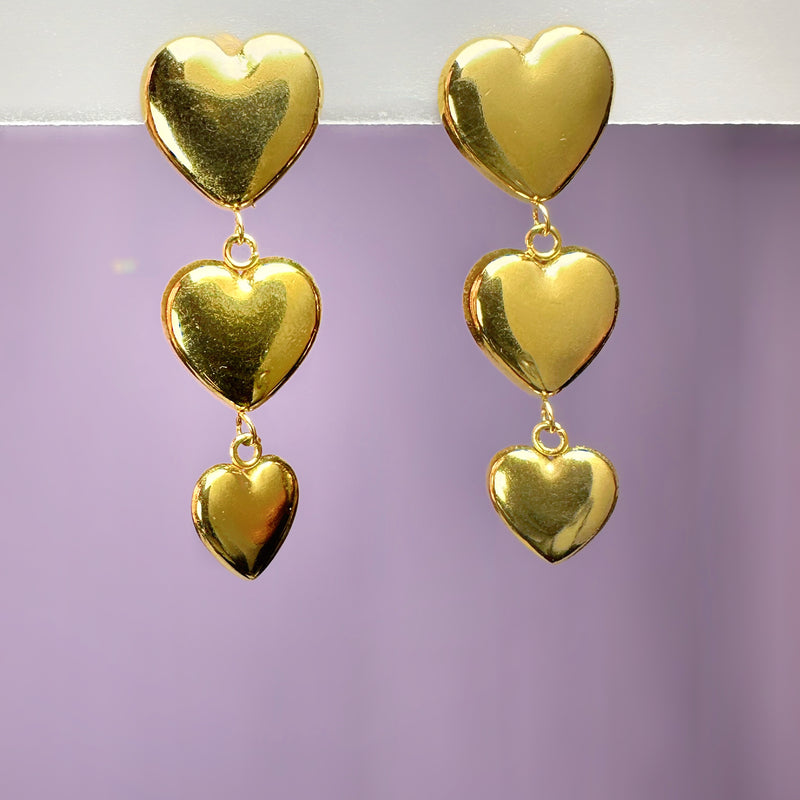 Heart Dangling Anti Tarnish Earrings