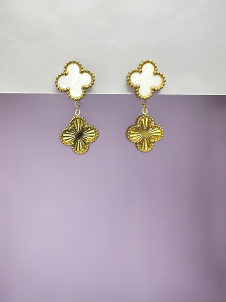 White Clover Dangler Earrings
