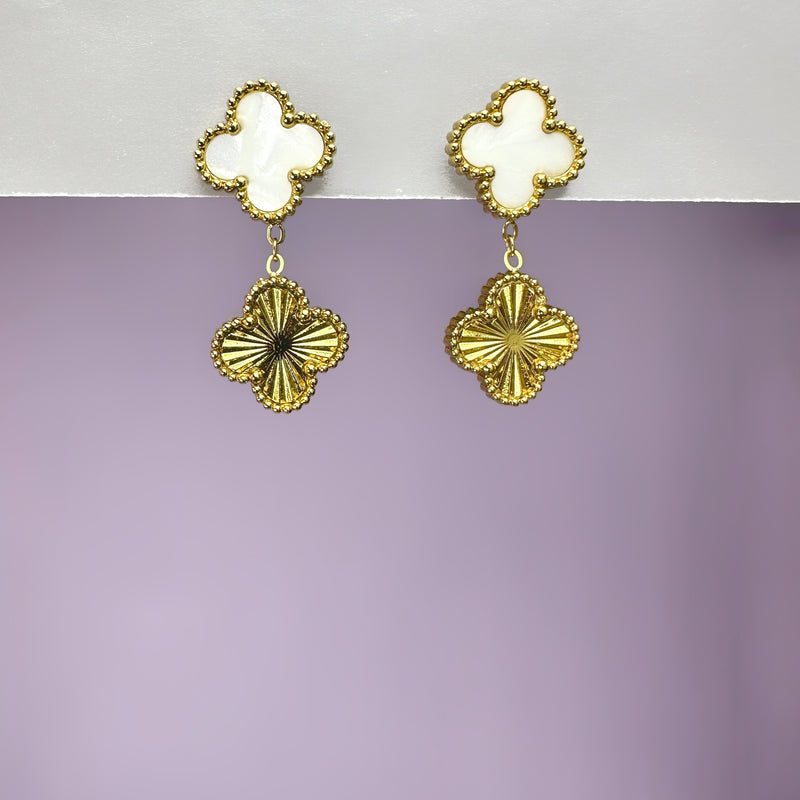 White Clover Dangler Earrings