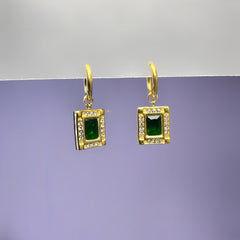 Green Stone Danglers Earrings