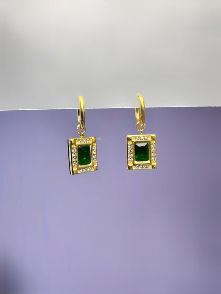 Green Stone Danglers Earrings
