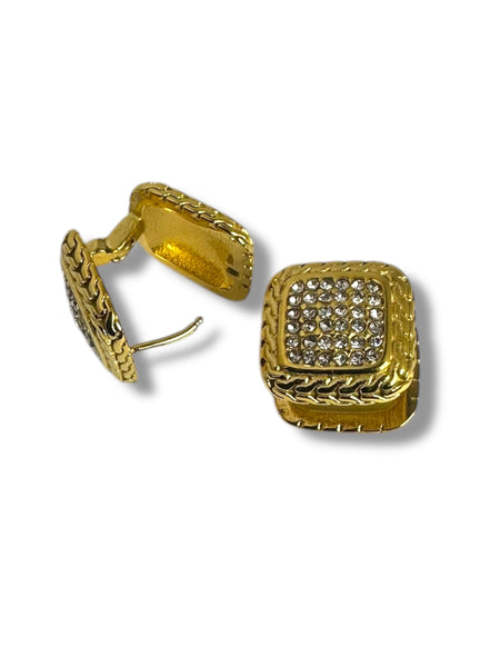 Square Embellished Anti Tarnish Clip-on Earrings