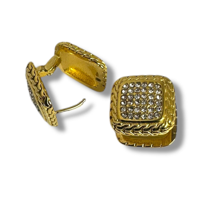 Square Embellished Anti Tarnish Clip-on Earrings