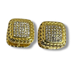 Square Embellished Anti Tarnish Clip-on Earrings