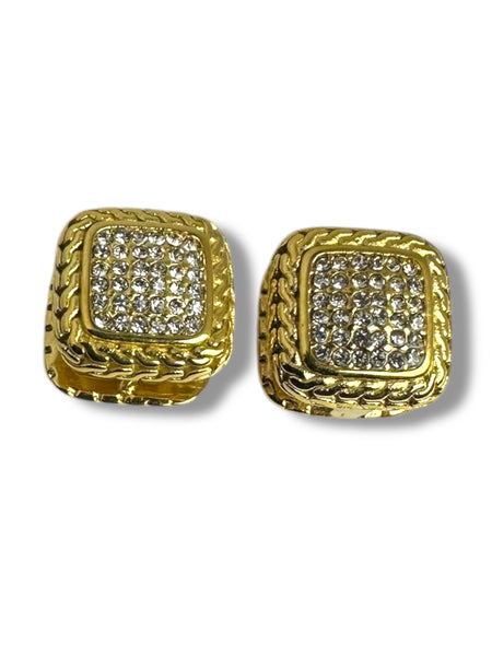 Square Embellished Anti Tarnish Clip-on Earrings