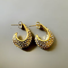 Stone Studded Anti Tarnish Earrings - Gold