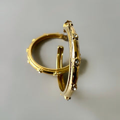 Stone Studded Anti Tarnish Large Hoop Earrings - Gold