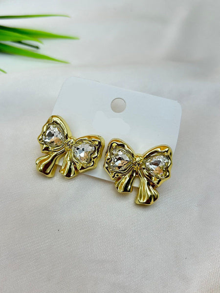 Stone Studded Bow Earrings