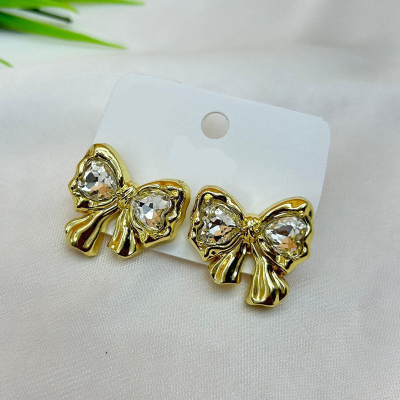 Stone Studded Bow Earrings