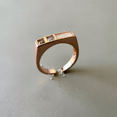 Straight Embellished Adjustable Ring - Rosegold