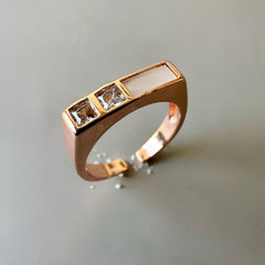 Straight Embellished Adjustable Ring - Rosegold