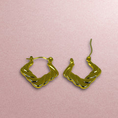 Textured Square Anti Tarnish Earrings - Gold