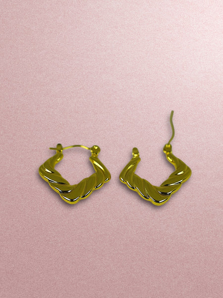Textured Square Anti Tarnish Earrings - Gold