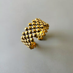 Textured Stainless Steel Cuff Ring - Gold
