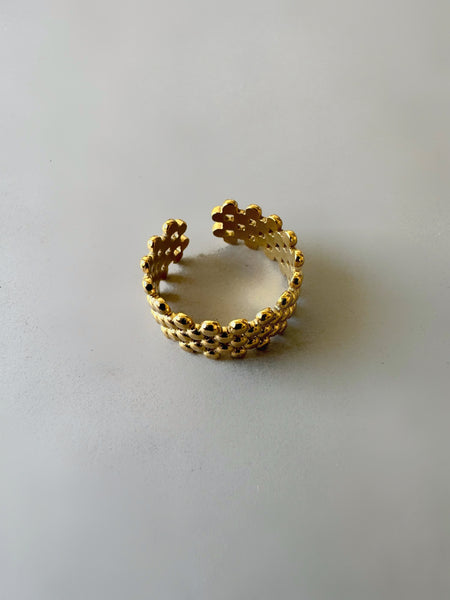 Textured Stainless Steel Cuff Ring - Gold
