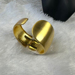 Abstract Open Anti Tarnish Brass Bangle Bracelet - Gold