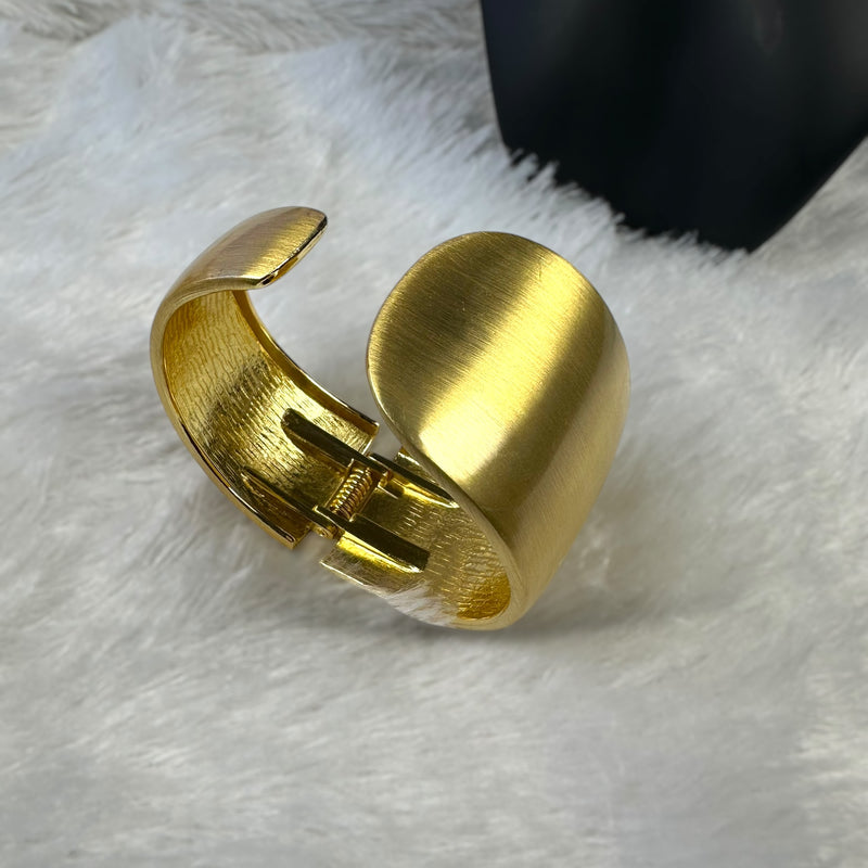Abstract Open Anti Tarnish Brass Bangle Bracelet - Gold