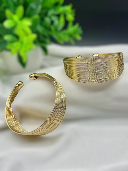 Thin Bangle Style Cuff Bracelet - Gold