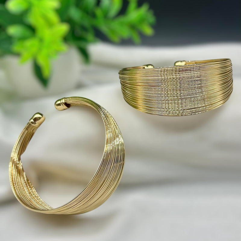 Thin Bangle Style Cuff Bracelet - Gold