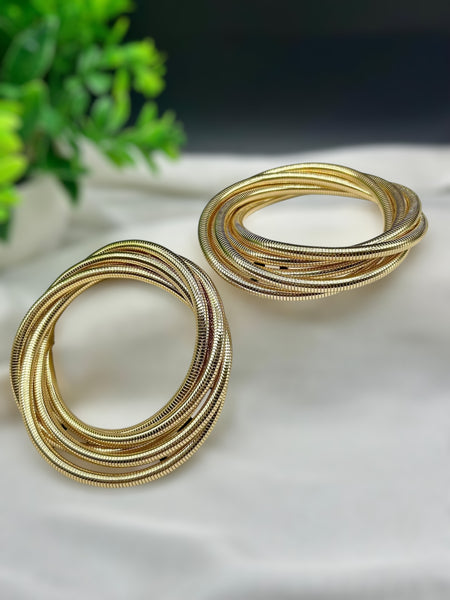 Thin Layered Stretchable Bracelet Bangle - Gold