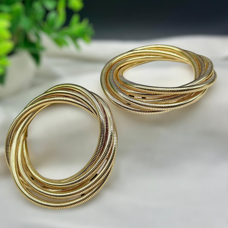 Thin Layered Stretchable Bracelet Bangle - Gold