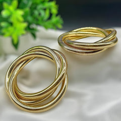 Layered Stretchable Bangle Style Bracelet - Gold