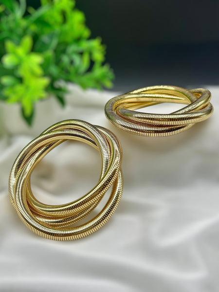 Layered Stretchable Bangle Style Bracelet - Gold