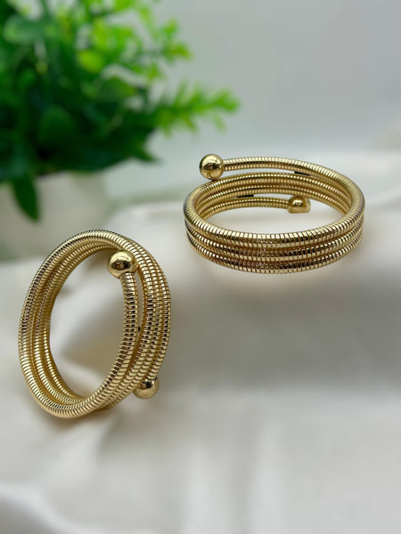 Spiral Anti Tarnish Bracelet Bangle - Gold