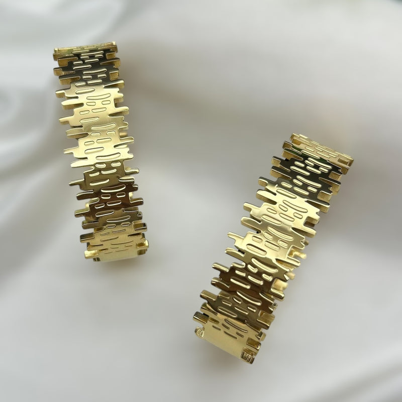 Chunky Textured Anti Tarnish Bracelet Bangle - Gold